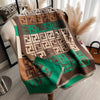 Elegant vintage scarf with a classic letter pattern, perfect for adding sophistication.