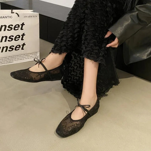 Elegant square-toe flats with feminine bow embellishment perfect for all-day comfort