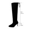 Women's lace-up thigh-high boots in premium suede with leg-lengthening slim stiletto heels