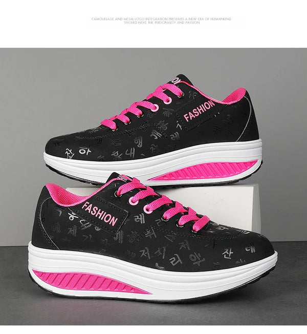 Platform wedge sneakers featuring street-ready athletic style