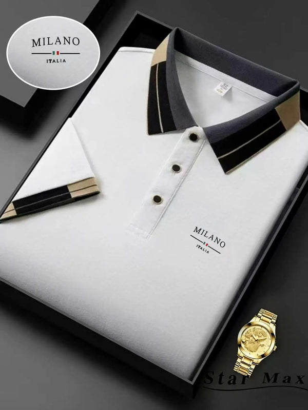 Smart casual polo shirt with heritage horse embroidery and contemporary European styling