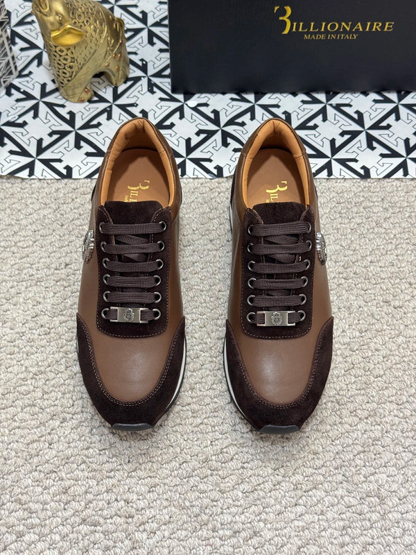 Billionaire black loafers with slip-on convenience for men.