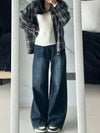 Early 2000s fashion inspired straight leg jeans featuring premium tatting weave denim construction