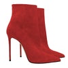 Stylish suede boots with a thin heel for leg elongation.