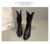 Chic Women's Mid-Calf Chelsea Boots in pleated leather, waterproof, non-slip, perfect for Winter 2024 style and comfort.
