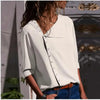 Elegant long sleeve office blouse for women, double-breasted, slim fit, versatile for business attire in various colors.