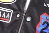 Chic PU leather Y2K motorcycle jacket for women, featuring trendy letter print and lightweight design for casual outings.