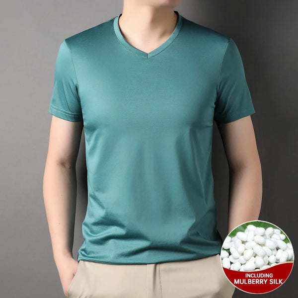 Premium casual v-neck shirt with silk touch
