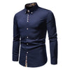 Classic Men's White Long Sleeve Polo Shirt with stand collar, single-breasted closure, perfect for business casual and all se