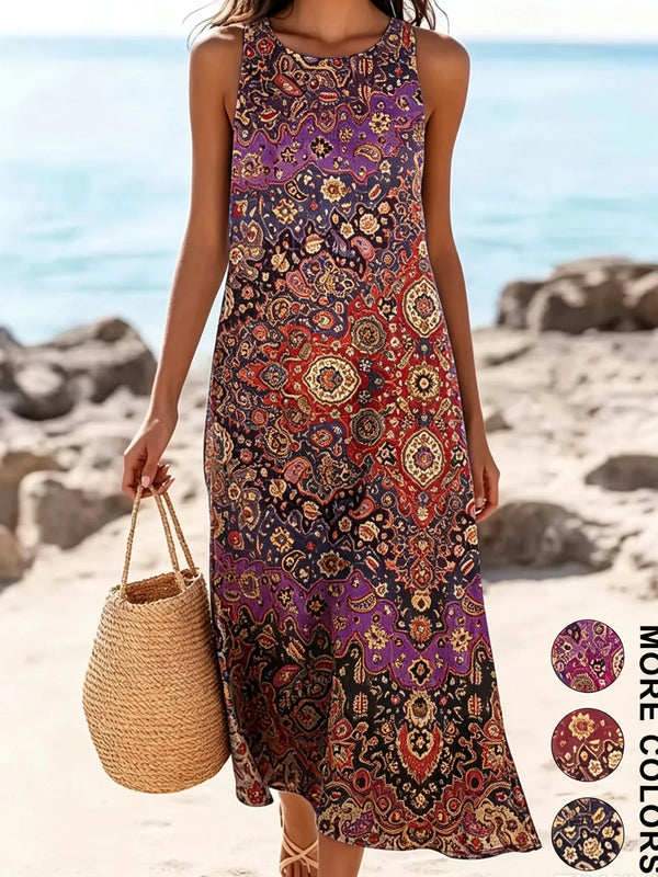 Detail of midi hemline on floral bohemian dress with flowing movement