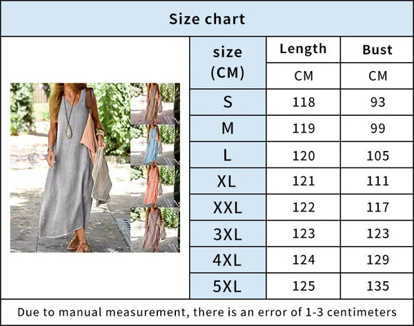 V-neck pullover maxi dress in airy cotton linen fabric for summer