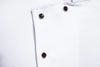 Vintage-style men's casual dress shirt with stand collar, irregular hem, and solid pattern for versatile wear.