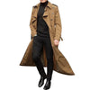 Men's Classic Long Trench Coat in polyester, perfect for autumn and winter, featuring a loose fit and single-breasted closure