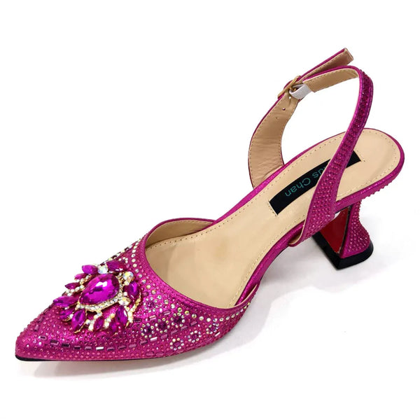Square heel formal sandals featuring mesmerizing crystal light reflection
