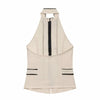 Sunset-toned halter top featuring premium woven construction and smooth finish