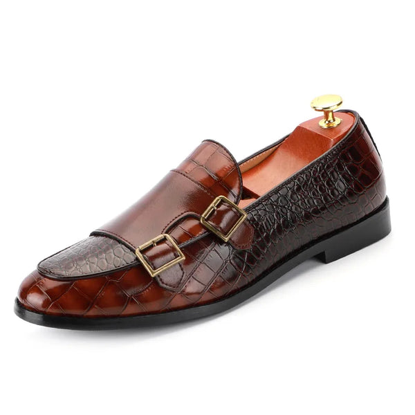Slip-on style of men's dress loafers in high-quality patent PU leather.