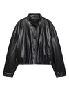 Chic faux leather bomber jacket for women, perfect for autumn fashion and versatile layering with a stylish turtleneck collar