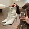 Chic women's ankle boots with zipper, high heel, pointed toe, perfect for autumn and winter fashion, made of PU leather.