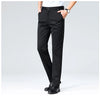 Summer suit pants with stretch waistband and moisture-wicking properties