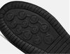 Close-up of rubber outsole tread pattern on leather loafer providing weather-ready grip and long-lasting durability