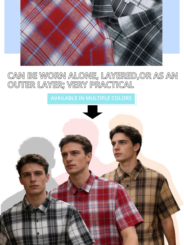 Campus-style yellow plaid shirt for men with classic turn-down collar and comfortable fit