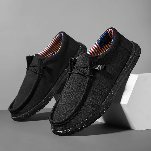 Men's breathable slip-on loafers in solid color with lightweight EVA construction