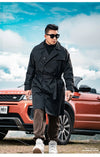 Men's casual trench coat in plus sizes, single-breasted, medium length, stylish outerwear for autumn and winter.
