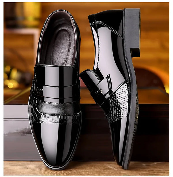 Stylish black leather Oxford shoes for the discerning gentleman.