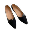 Top view of slip-on ballet flats showing soft knitted upper material