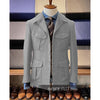 Vintage tweed herringbone men's blazer with four pockets, notched collar, and single-breasted design for stylish occasions.