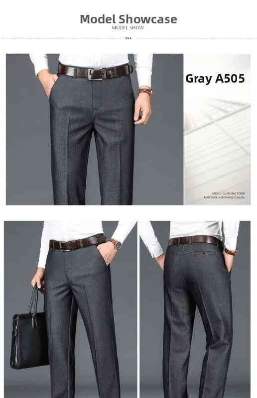 Men's polyester trousers styled with casual sneakers for weekend wear