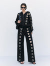 Loose-fit Y2K pants with decorative fake zippers and hollow detailing in nostalgic early 2000s streetwear style