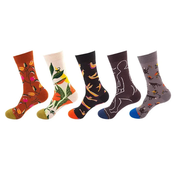 Men's colorful socks with fun designs, perfect for any outfit.