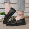 Durable leather loafers with PU anti-slip outsole and elegant flower detail