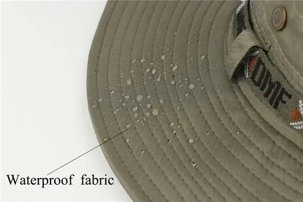 Sunlit Serenity hat with a close-up of its lightweight fabric.