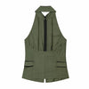 Modern halter neckline top in luminous polyester with refined draping