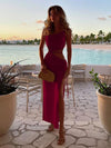 Breathable ankle-length dress featuring drawstring and side split