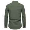 Breathable pure cotton casual shirt with refined stand collar for spring and fall