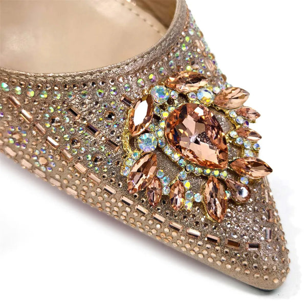 Sparkling high heel sandals with crystal embellishments for evening wear
