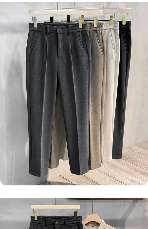 Premium quality woolen straight-leg pants for men