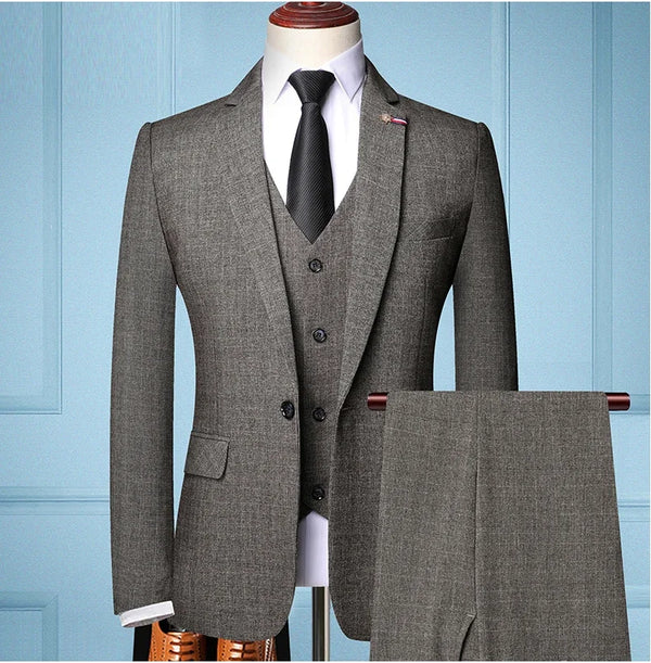 Versatile styling options with the blazer, vest, and pants combination.