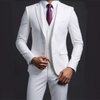 Elegant men's 3-piece suit in solid navy, crafted from polyester and viscose blend.