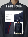 Trendy men's embroidered denim shirt with loose fit, unique design, and turn-down collar for stylish casual wear.