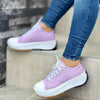 Comfortable lace-up platform sneakers with lightweight canvas lining