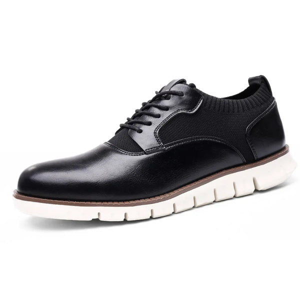 Elegant Men's Brogue Lace-Up Shoes - Soft Leather