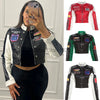 Chic PU leather Y2K motorcycle jacket for women, featuring trendy letter print and lightweight design for casual outings.