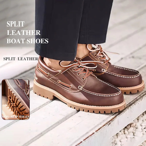 Timeless Stride red brown derby lace-up shoes on white background
