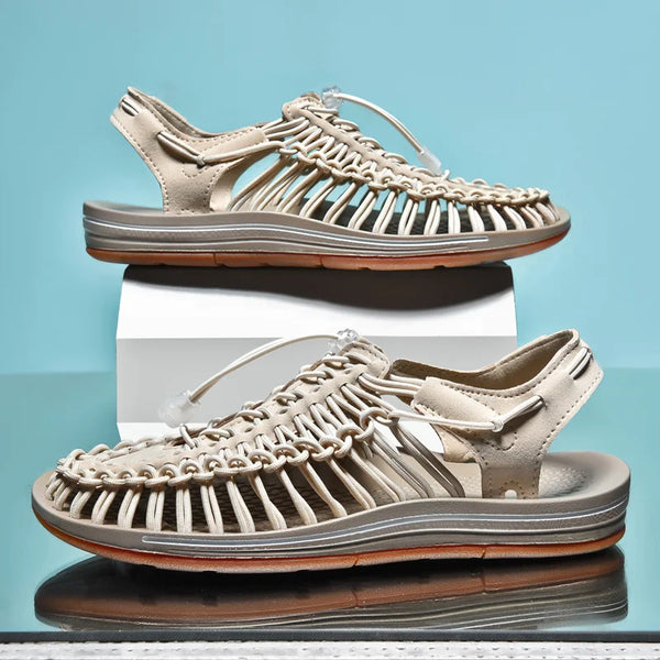 Men's artisan handwoven sandals with breathable design for summer beach wear