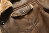 Premium men's suede leather winter jacket with turn-down collar, zipper closure, and regular fit for stylish warmth.
