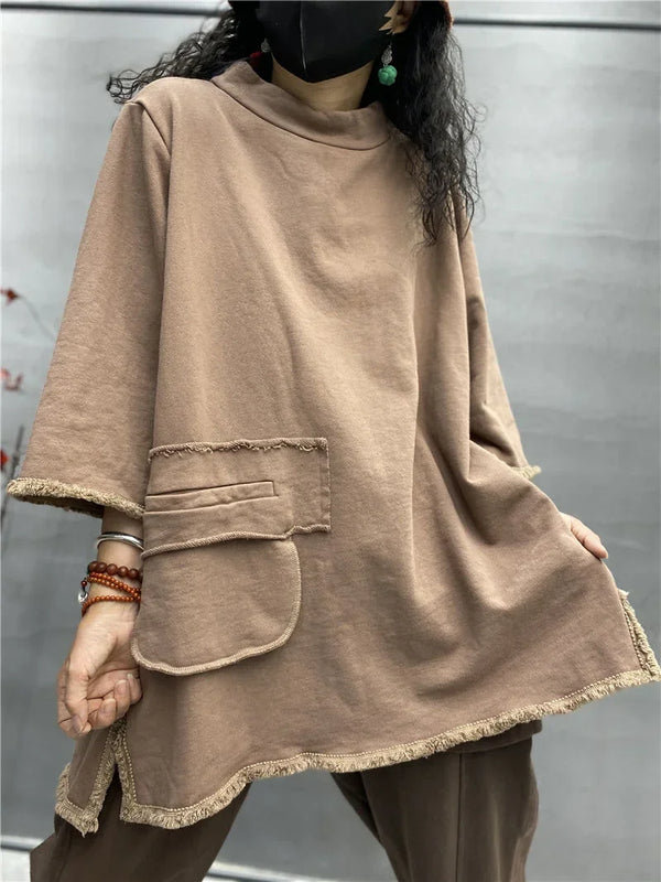 Autumn Whisper long-sleeve top showcasing a loose, comfortable fit.